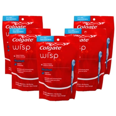 Colgate Max Fresh Wisp Disposable Mini Toothbrush, Peppermint - 24 Count, 5-Pack