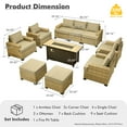 thumbnail image 4 of Vcatnet 10 Pieces Outdoor Patio Conversation Set with 54" Fire Pit Wicker High Back Sectional Sofa Furniture Dark Gray, 4 of 10