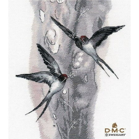 UPC: 4680021532924 | Birds – Counted Cross-Stitch Kit On Aida 16 Count Canvas Swallows Cross Stitch Pattern Oven 1408 Needlework