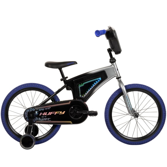 Huffy 18" Electro-Light Kids' Bike, Fits Riders 42" - 49", Gray/Purple, Kids, Unisex