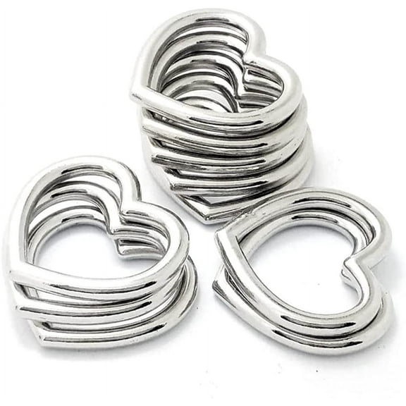 ERDOUY 10 Pieces Heart Shape Metal Craft Ring Buckle for Belts Bags Strap Shoes Silver