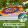 thumbnail image 6 of Colorful Rainbow Tie Dye Spiral Pattern Square Fitted Tablecloth with Elastic Edge,Square Table Cover,Washable Elastic Table Cover for Home Kitchen Party Decor 34"x34", 6 of 6