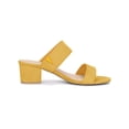 thumbnail image 3 of BLISSFUL STEP Women's Shoes Dual Straps Mid Chunky Heel Slide Sandals Yellow 7.5, 3 of 8