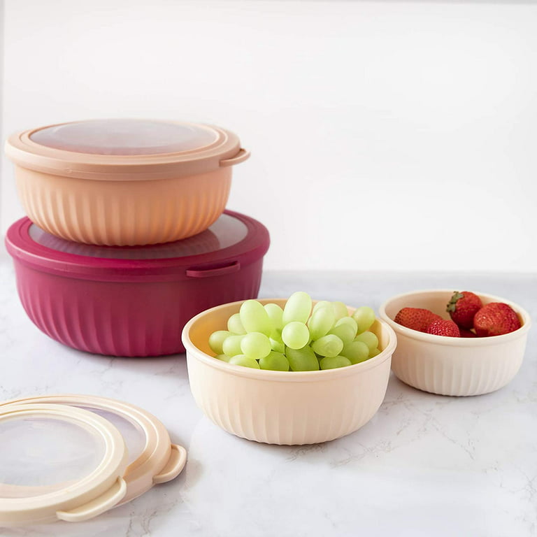 Cook with Color Mixing Bowls - 8 Piece Nesting Plastic Mixing Bowl Set with  Lids (Pink Ombre)