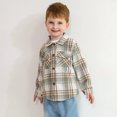 thumbnail image 3 of Younger Tree Toddler Baby Boys Girls Jacket Plaid Flannel Long Sleeve Button Down Shacket Kids Boy Coat Fall Winter Top for 1-2T, 3 of 7