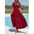 thumbnail image 3 of Vestido Maxi PRETTYGARDEN para Mujer Verano Rojo Vino Talle S, 3 of 8