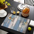 thumbnail image 3 of Blue Wood Grain Placemats Set of 8, Farmhouse Mottled Striped Plank Placemats for Dining Table, Place Mats for Kitchen Tabletop, Waterproof Wipeable Dining Table Mats Set, 3 of 9