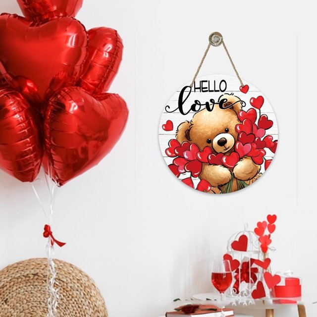 Xihbxyly Placa de Puerta con Forma de Rosa de San Valentín, Adorable Colgante de Pared de Madera, Artesanía Duradera, Decoración Versátil para El Hogar, Regalo Perfecto para Tus Seres Queridos, Fácil