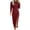 Wine, variant on Njoeus Women's Elegant Long Sleeve Ruched Midi Dress Casual Crew Neck Bodycon Split Cocktail Party Dresses