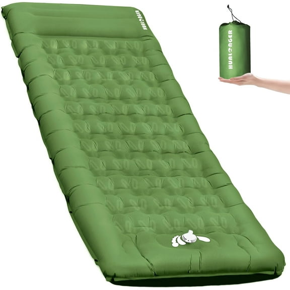 Camping Sleeping Pad,5.5" Extra Thick Inflatable Sleeping Pads with Pillow Built-in Foot Pump Sleeping Mat Compact for Camping, Backpacking, Hiking,Traveling Tent