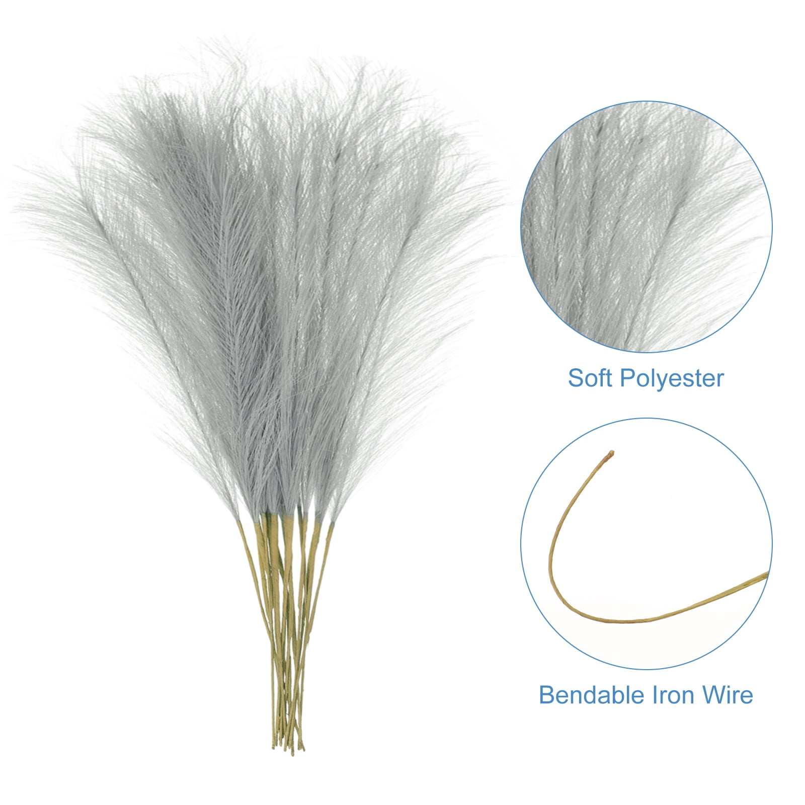 Unique Bargains Faux Pampas Grass Artificial Fake Dried Grass Decor for Home Gray