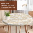 thumbnail image 3 of Cream Palm Tree Summer Round Tablecloth 36-44 Inch Round Fitted Table Cloth with Elastic Edge, Beach Tropical Botanical Coastal Waterproof Table Cover Protector for Outdoor Picnic Party Dining, 3 of 9