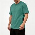 thumbnail image 2 of BiZtdJrK Men's Hidden Pocket T-Shirt Round Neck Short Sleeve Slit Tees Casual Base Layer Tops Summer Going Out Outfits Green XXXL, 2 of 8