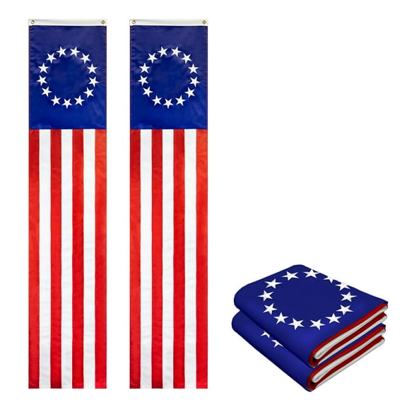 Betsy Ross Pull Down Flag 1.67x8FT 2-Pack Embroidered Polyester By G128