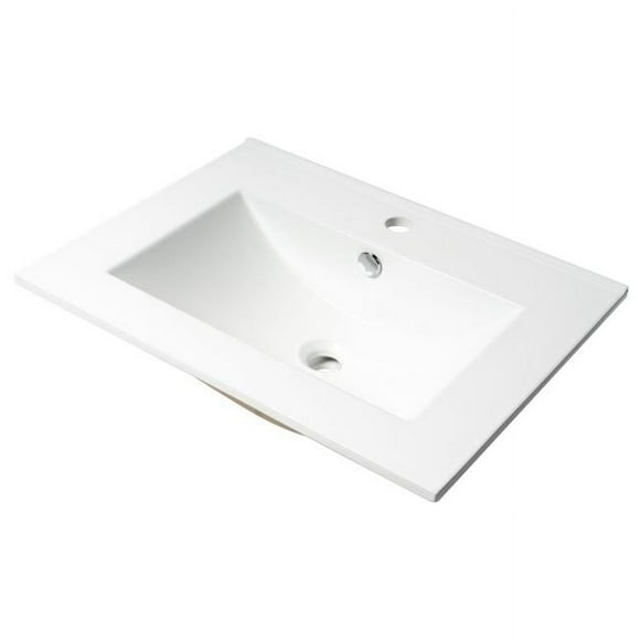 ALFI Brand ABC803 25 in. Rectangular Drop in. Ceramic Sink with Faucet Hole&#44; White