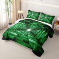 thumbnail image 3 of Castle Fairy Geometric Cube Tunnel Twin Quilt Set 2 Pieces,Minimalist Block Twin Coverlet Set,Emerald Black,1 Bedspread and 1 Pillowcase, 3 of 7