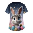 thumbnail image 5 of LTTVQM Easter Scrub Tops Women 2026 Rabbits Eggs Print Funny Short Sleeve Shirts Loose Fit V-Neck Fashion Tops with Pockets Gray M, 5 of 5