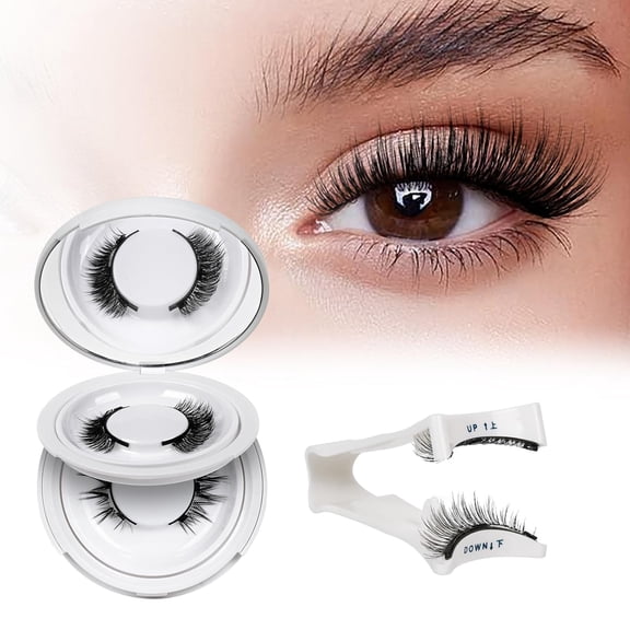 Faux fur Magnetic Eyelashes 2 Pair Reusable Magnetic Eyelashes with Applicator No Glue Needed Eyelashes Natural Look Lash Clusters Kit Easy to Wear and Remove-(A08)