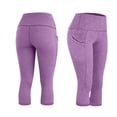 thumbnail image 6 of VV AVEORS Capri Leggings For Women - High Waisted Tummy Control Compression Leggings Quick Dry Athletic Workout Yoga Pants With Pockets Purple M, 6 of 7