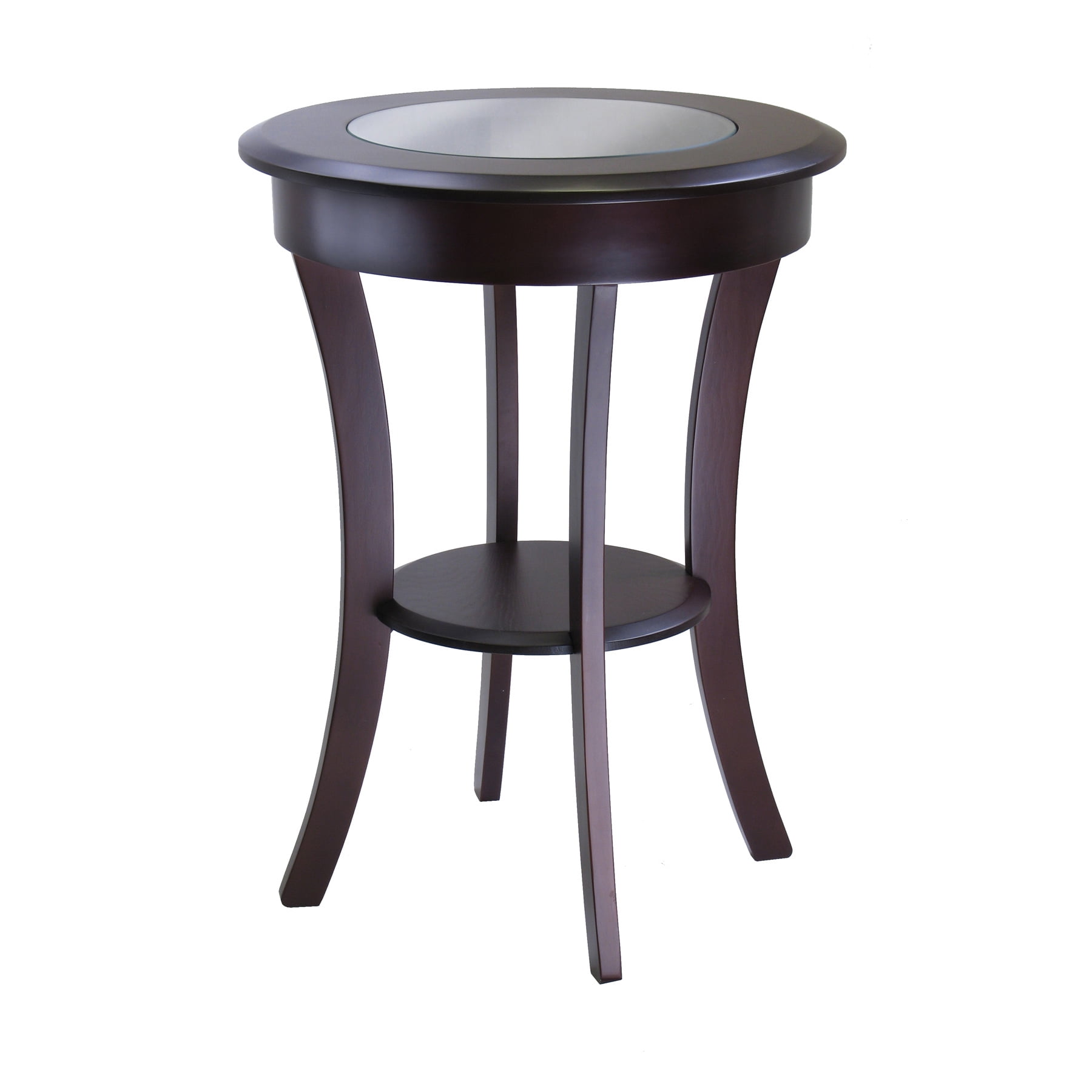 Accent Table with Round Glass Top Cappuccino 