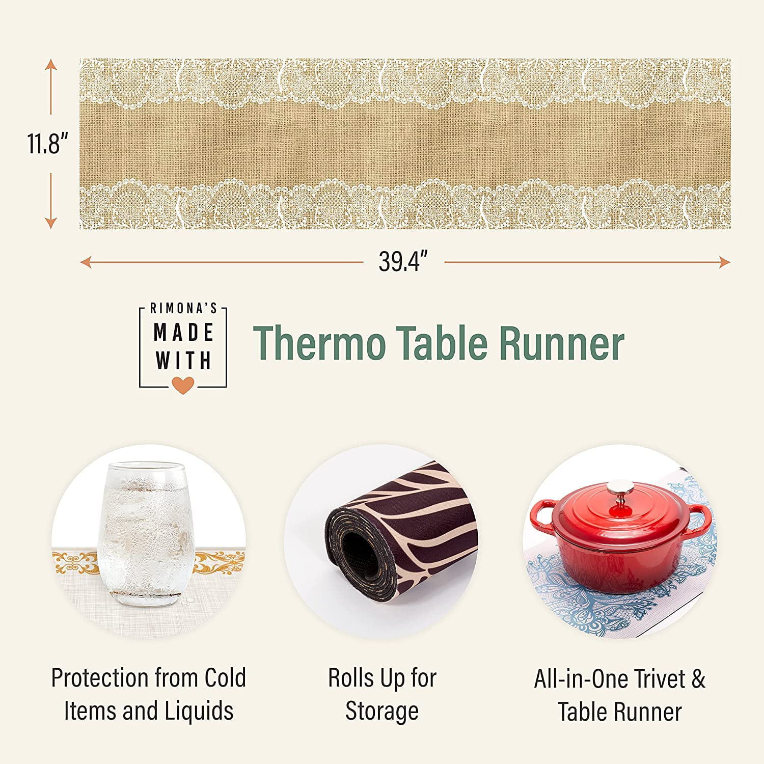 Trivet Table Runner Hot Plates Mat 12 X 40 Inch Heat Resistant Table  Protector W 313037434404