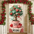 thumbnail image 3 of Heart-shaped Love Banner Bird Design Welcome Display Red Plaid Pink Theme Romantic Backdrop for Valentine's Day Wedding Reception Welcome Party, 3 of 9