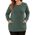 thumbnail image 3 of OutfitShow Plus Size Sweatshirts for Women Crewneck Long Sleeve Casual Tunic Tops Lightweight Pullover with Pockets,S-5XL, 3 of 9