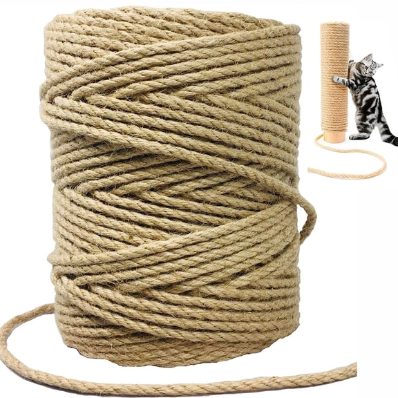 Sisal Rope for Cat Tree, Jute Rope for Cat Scratcher,Sturdy Hemp Cat Tree Rope for Replacement Scratching Posts Repair and Replace,DIY Hemp Twine Rope for Sisal Cat Scratcher,4mm by164 Feet