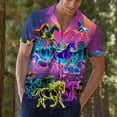 thumbnail image 2 of Retro Neon Color Horse Hawaiian Shirts For Men Kentucky Derby Outfits Mens Hawaiian Shirts Short Sleeve Button Down Shirt Men, 2 of 7