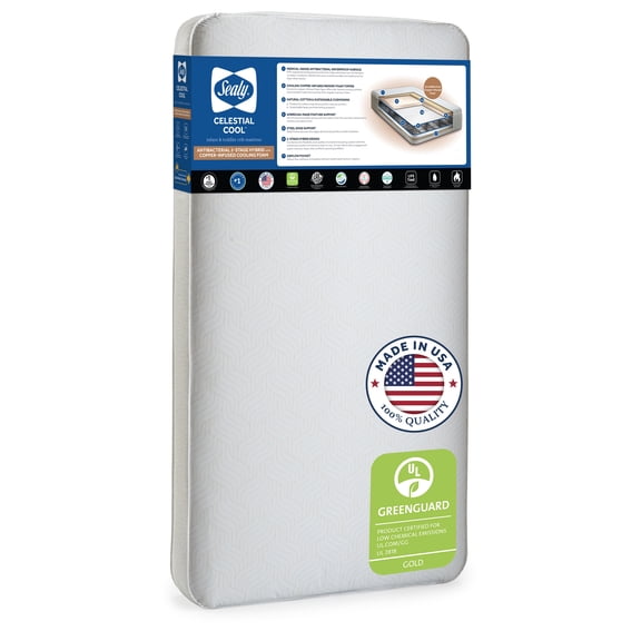 Sealy Celestial Cool 2-Stage Crib Mattress and Toddler Mattress, Cooling Copper Foam