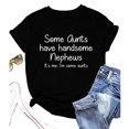 thumbnail image 3 of Camiseta informal holgada de manga corta con estampado gráfico y letras blancas, perfecta para la oficina, el hogar, salidas y deportes - Camiseta elegante XXL negra para mujer, 3 of 5