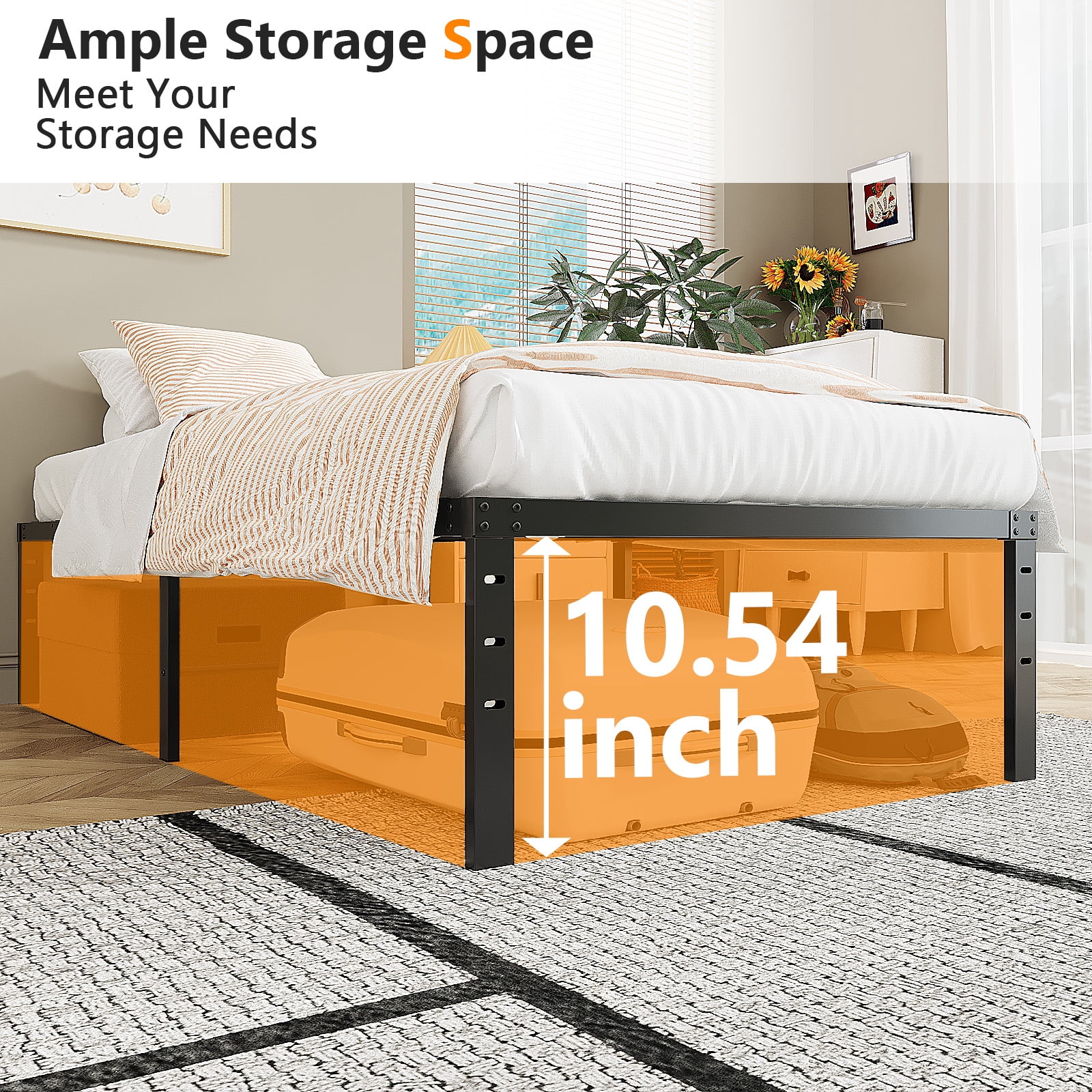 Ktaxon Twin Size Bed Frames, 12" Metal Platform Bed, Black
