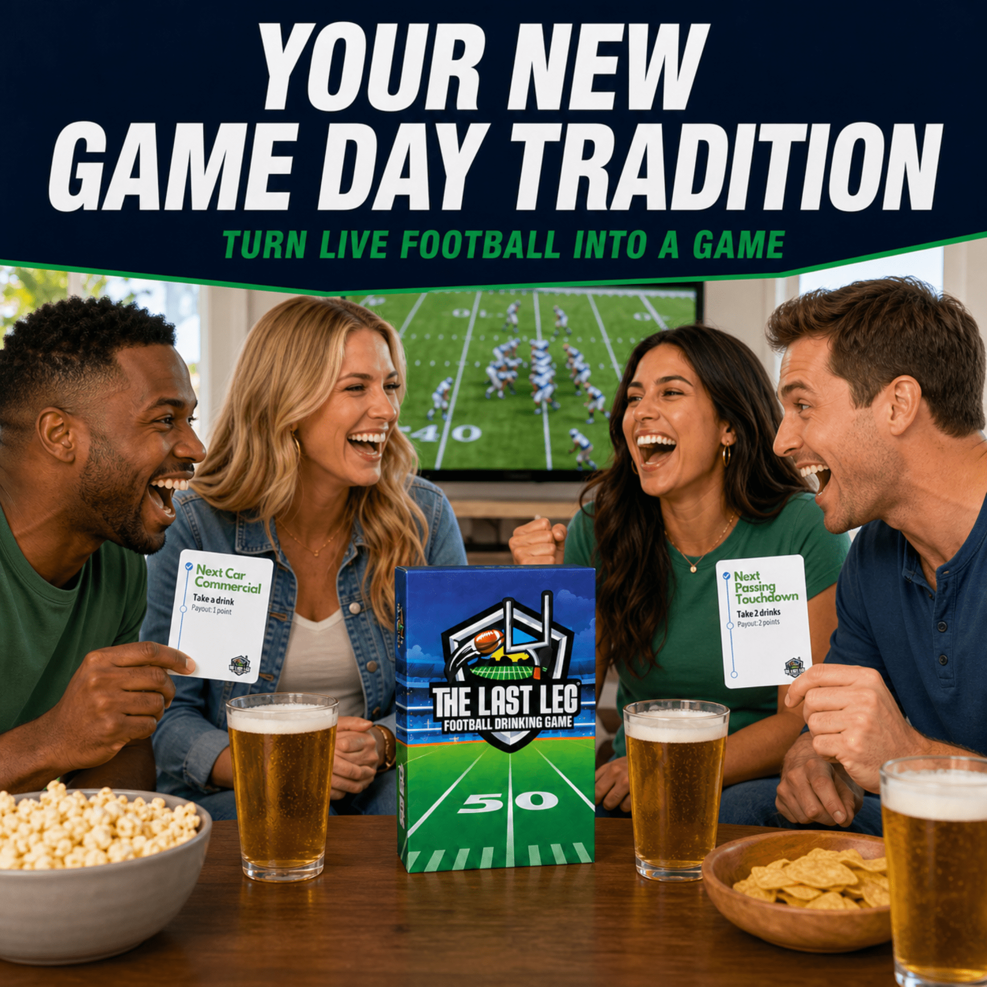 The Last Leg - Football Drinking Game. Perfect for Game Days, Tailgates, Parties, and Pre Games.