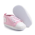 thumbnail image 6 of Zanarzt Toddler Tennis Shoes Unisex Baby Boy Girl Canvas Sneaker Soft Sole Infant Lace up Newborn Toddler First Walkers Crib Shoes Pink,US 3.5, 6 of 9