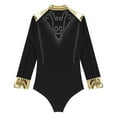 thumbnail image 4 of Alvivi Mens V Neck Rhinestone Figure Skating Leotard Long Sleeves Bodysuit Ballroom Latin Dance Shirt Black M, 4 of 7