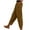 Brown, variant on TAGOLD Women Casual Pants Solid Color Elastic Waist Corduroy Side Pocket Button Long Pants