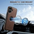 thumbnail image 3 of PU Leather Case for iPhone 16, Magnetic Slim Case [Mag-Safe Charging] Logo Hollow Shockproof Protective Phone Cover Compatible for iPhone 16 Case Support Car Mount Holder, Brown, 3 of 6