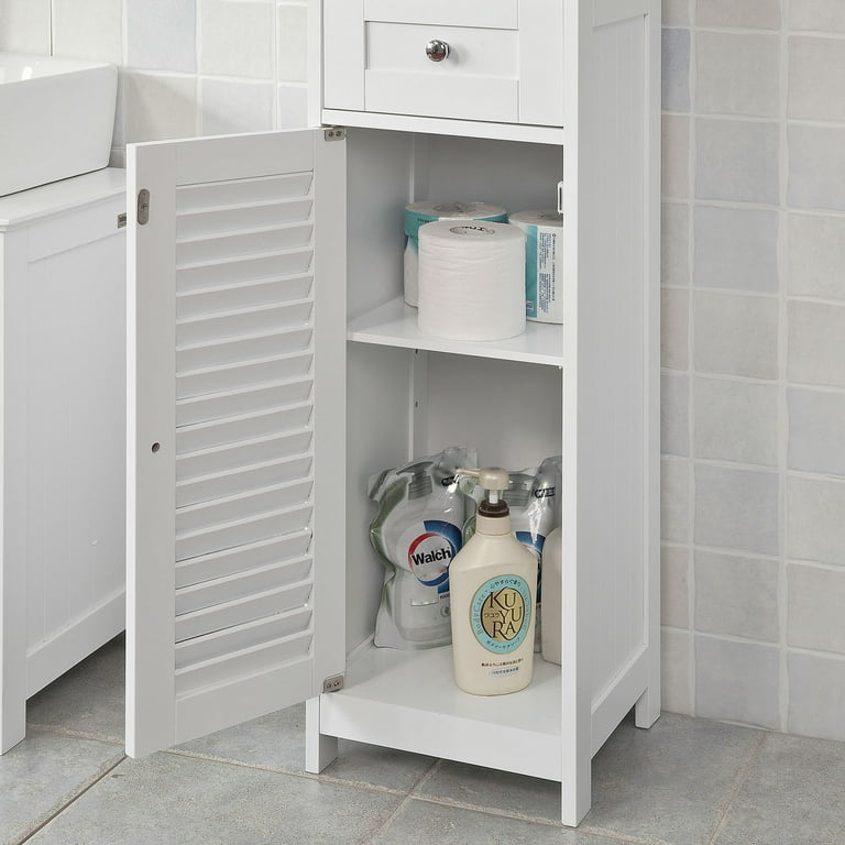 Haotian White Floor Standing Tall Bathroom Storage Cabinet with Shelves and  Drawers,Linen Tower Bath Cabinet, Cabinet with Shelf,FRG236-W