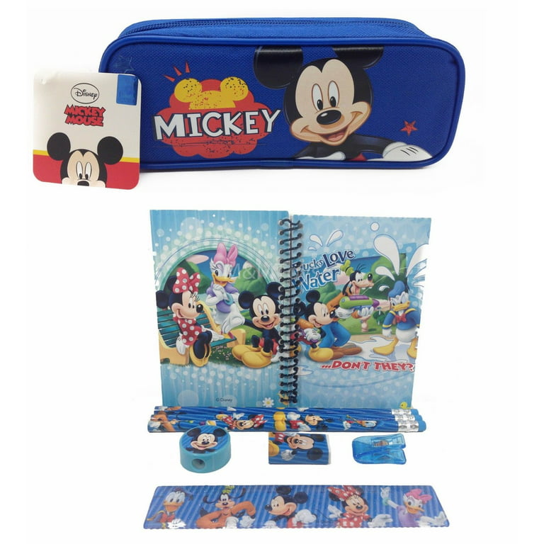 New Disney Mickey Mouse & Friends Stationary Set + Mickey Pencil Pouch for  Kids
