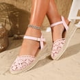 thumbnail image 3 of Rokment Womens Crochet Platform Wedge Sandals Bohemian Handwoven Straw Espadrilles Chunky High Heels Beach Casual Closed Toe Dress Summer Shoes for Vacation Spring Summer Fall Pink Size 8.5, 3 of 7
