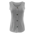 thumbnail image 3 of Ruyang Tank Tops for Women Women's Crew Neck Casual Solid Color Button Decorated Small Tank Top Loose Workout Shirts Women, 3 of 4