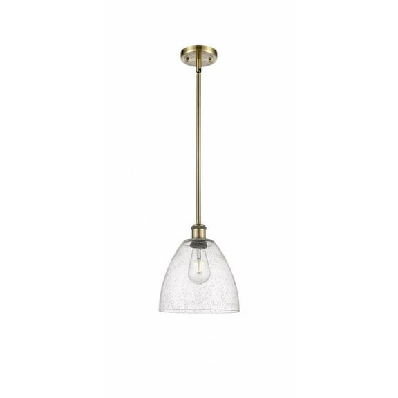 516-1S-WPC-GBD-92 Innovations Lighting Bristol Glass 1 Light 9" Mini Pendant Polished Nickel/Matte White