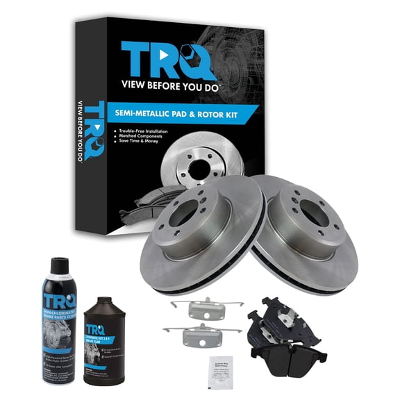 TRQ Rotor & Brake Pad Kit Semi Metallic Front w/Chemicals BKA17599 Fits select: 2008-2010 BMW 528, 2004-2007 BMW 530