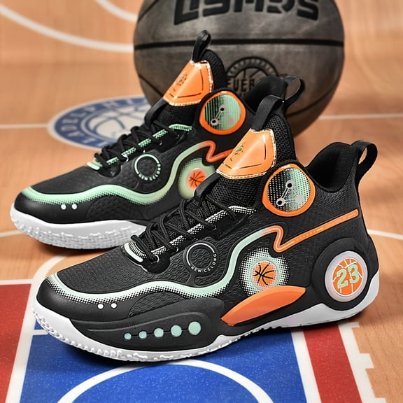 Men'S High-top Basketball Shoes, Anti-slip, Wear-resistant, Breathable Sports Shoes For Outdoor Street Fashion Trend, Youth Boys' Sports Training Shoes For Adults