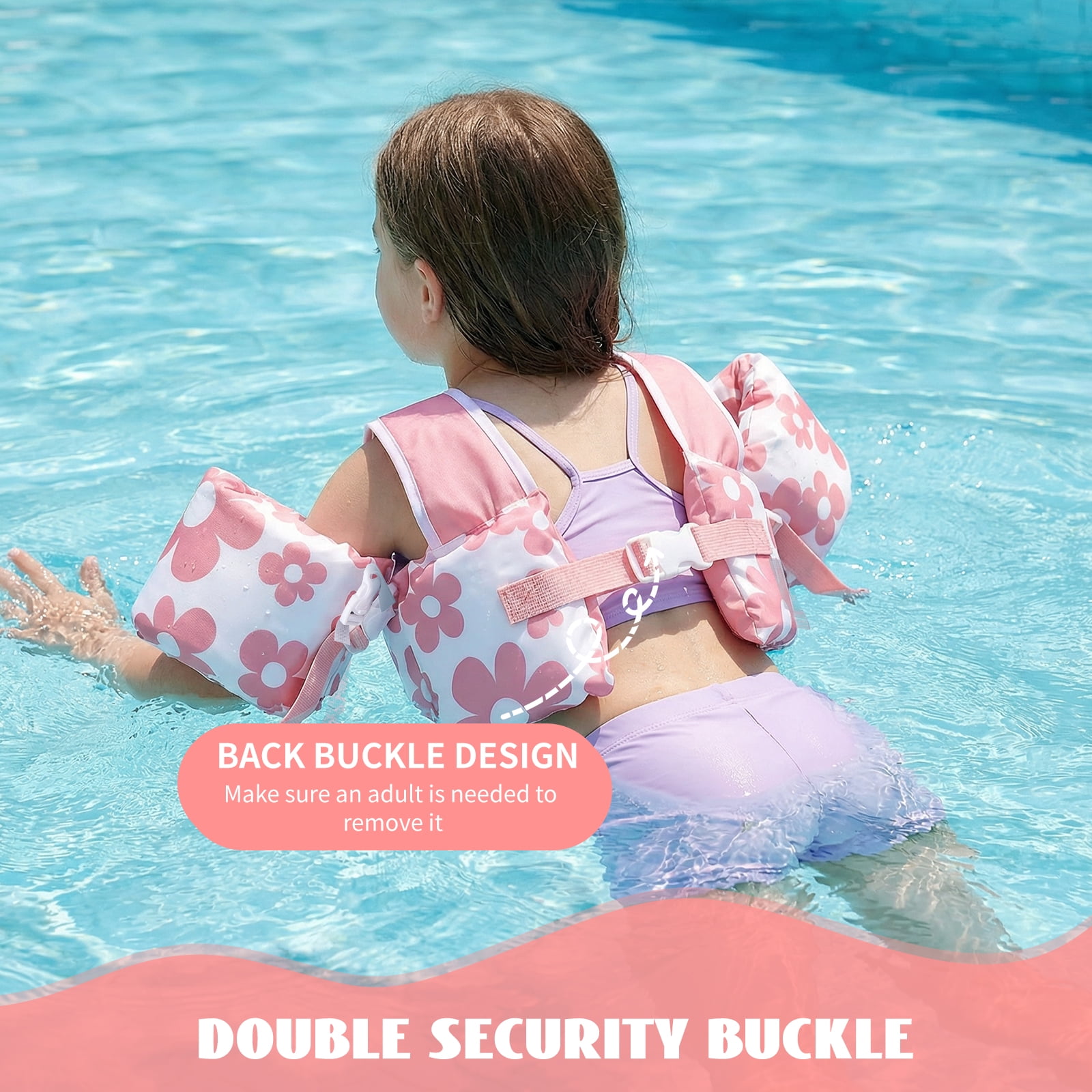 Gogokids Kids Toddler Swim Vest Life Jacket,Toddler Floaties Fit 22-66 Lbs,Pool Float Jumper Detachable Arm Floaties Water Wing for Boys Girls