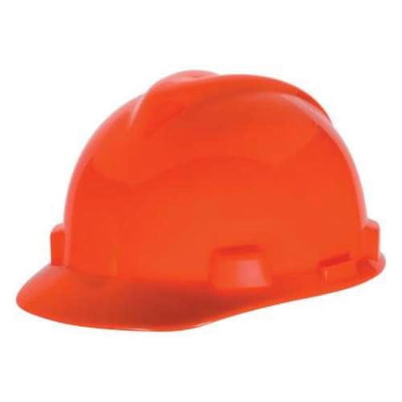 Hard Hat, V-Gard 500, Polyethylene, 4 Point Ratchet, Type 1, Class C, Hi-Vis Orange