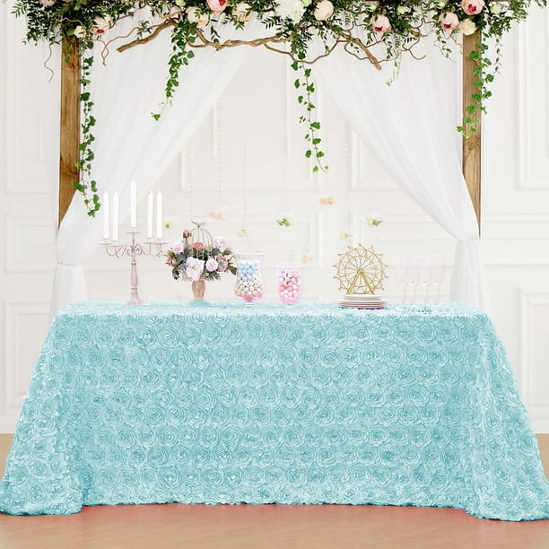 Mantel Redondo, Estampado Floral, Diseño de Rosa en Relieve, Cubremesa de 120 cm de Diámetro, Tela de Poliéster para Bodas, Fiestas, Decoración de San Valentín
