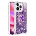 thumbnail image 2 of Funda para iPhone 16 Pro con Brillo Líquido Flotante, Purpurina, Parachoques y Anillo Giratorio Soporte, 2 of 5