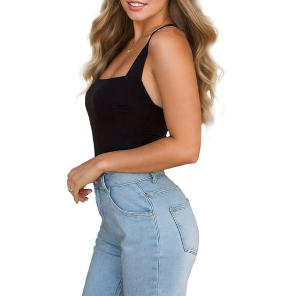Weardear Tank Top Bodysuits for Women Sexy Cute Sleeveless Square Neck Body Suit