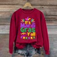 thumbnail image 2 of Moxiu Mardi Gras Sweatshirt Women Funny Carnival Themed Mask Graphic Shirt Orleans Festival Crewneck Pullover Casual Long Sleeve Tops 2025 Wine,L, 2 of 3